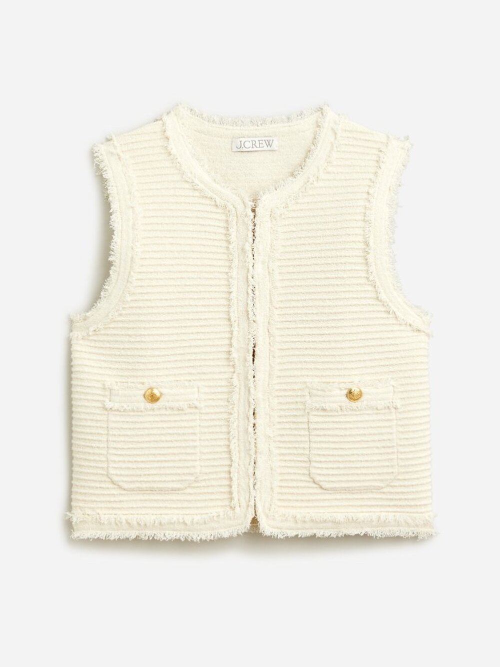 J. Crew Textured Vest in Fine Bouclé Natural Size Small
